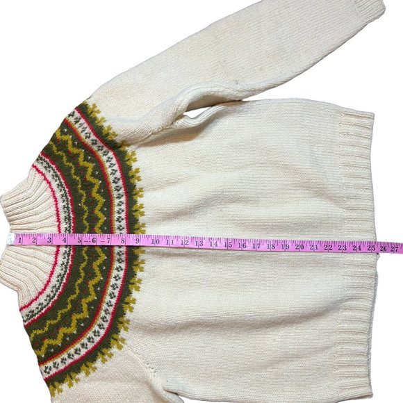 Vtg Handmade Icelandic Fair Isle Knit Wool Button Cardigan Sweater Womens Sz S - Picture 10 of 11